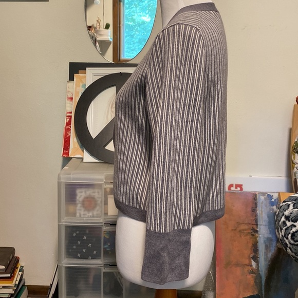 BROOKS BROTHERS extra fine merino wool open front striped cardigan. Size US M. - Picture 3 of 10